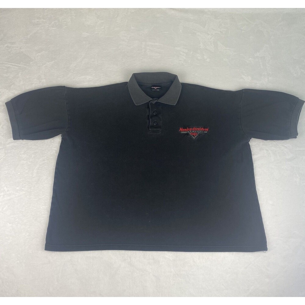 Harley Davidson Las Vegas Cafe Polo Shirt Mens Extra Large Black Short Sleeve